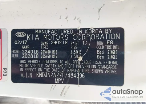 2017 Kia Soul из США, поврежденный, VIN KNDJN2A27H7484396